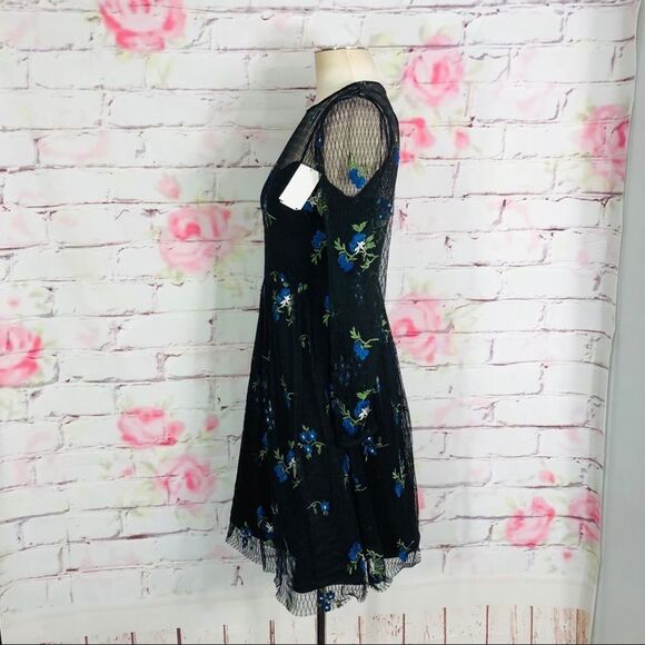 Taylor black long sheer sleeves embroidered dress - Picture 11 of 13